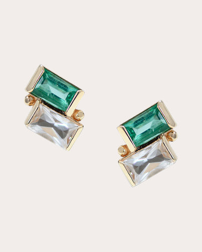 Shop Anzie Women's Cléo Deux Carré Stud Earrings In Green