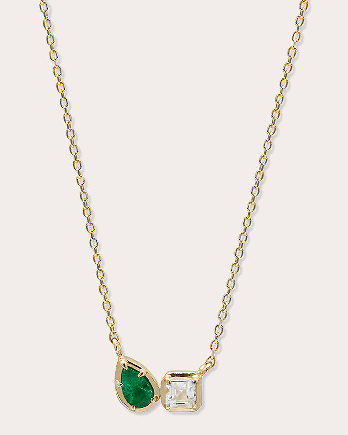 Shop Anzie Women's Mélia Toi Et Moi Pendant Necklace In Green