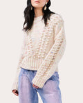 Women Alpaca Bobble Jumper Top In Fluffy Clouds Cream Wool/viscose