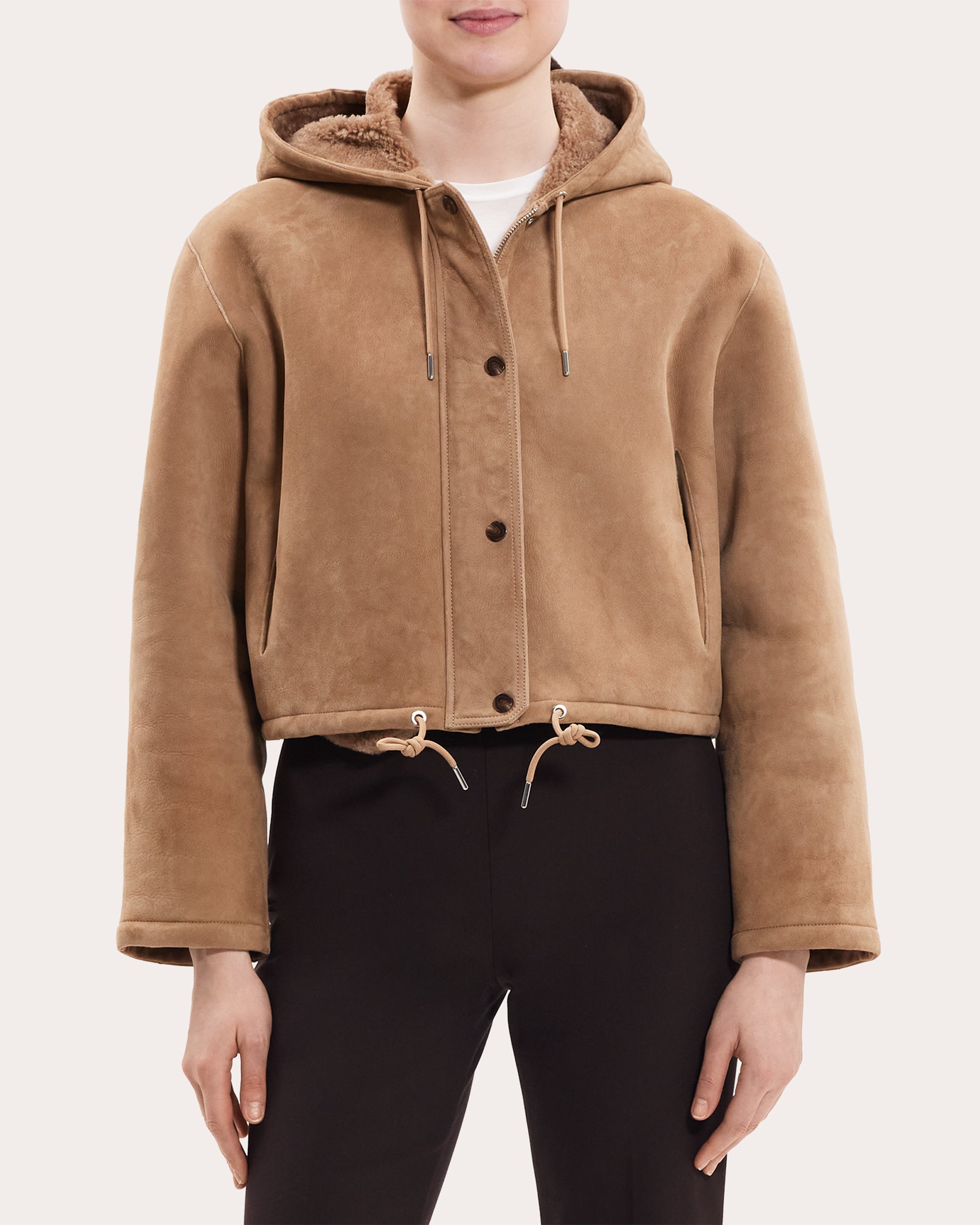 THEORY WOMEN'S CROPPED SHEARLING PARKA