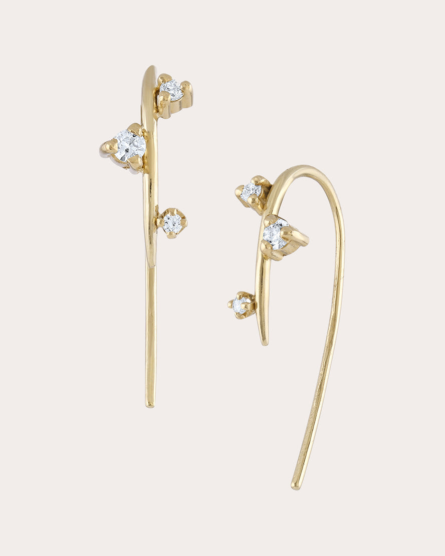 Shop White/space Women's Andromeda Threader Earrings In Gold