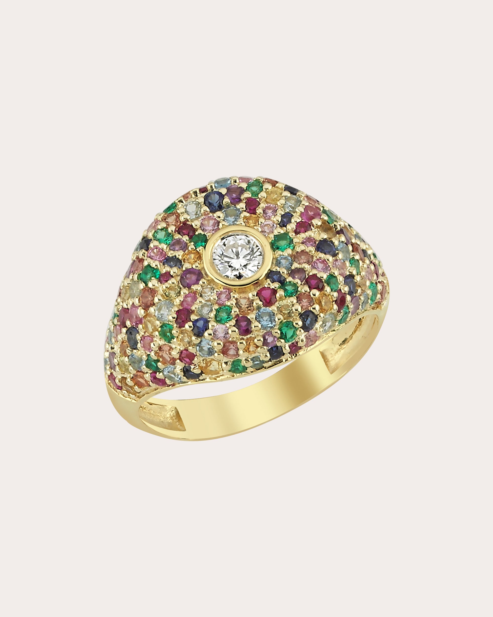Shop Charms Company Women's Rainbow Sapphire Bonbon Ring 14k Gold