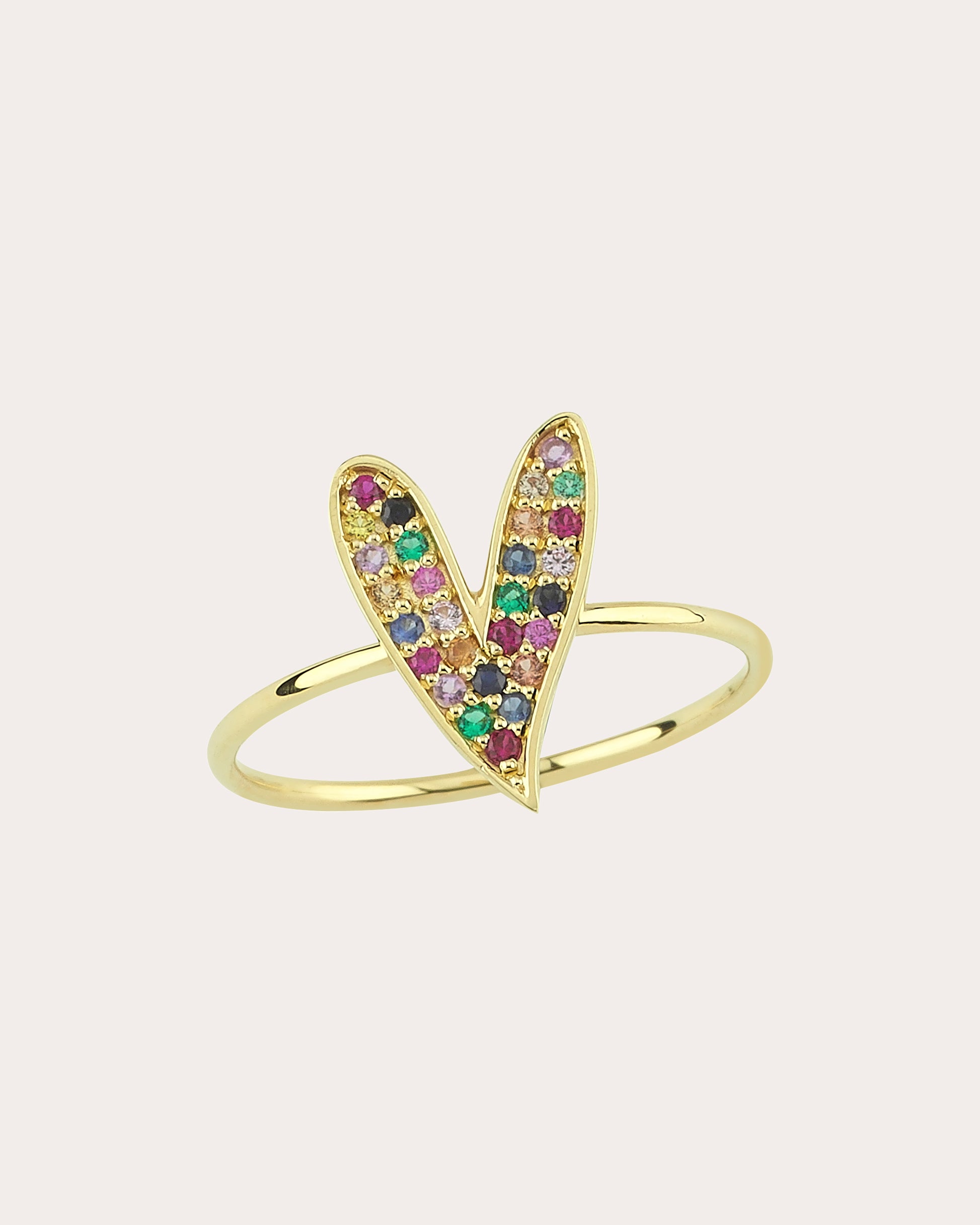 Shop Charms Company Women's Rainbow Sapphire Heart Ring 14k Gold