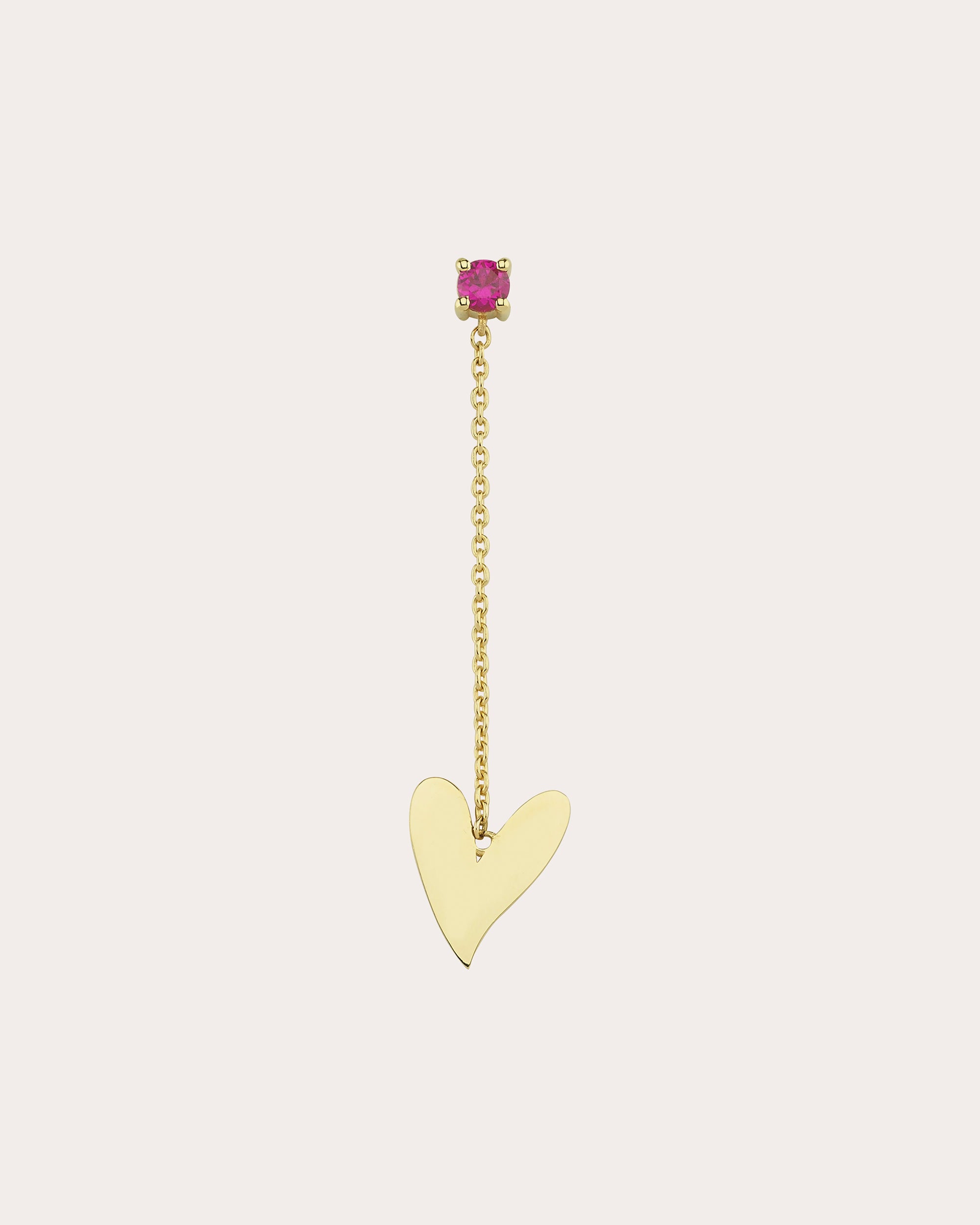 Shop Charms Company Women's Ruby Heart Chain Drop Earring In Gold