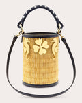 Women Cupid La Falaise Large Bucket Bag In Natural/navy Leather/linen