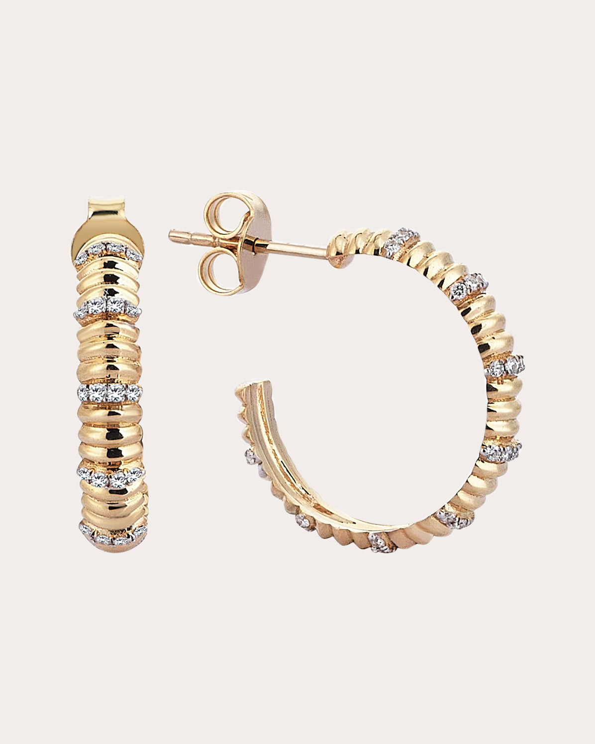 Shop Sim And Roz Women's Diamond Movement Hoop Earrings In Gold