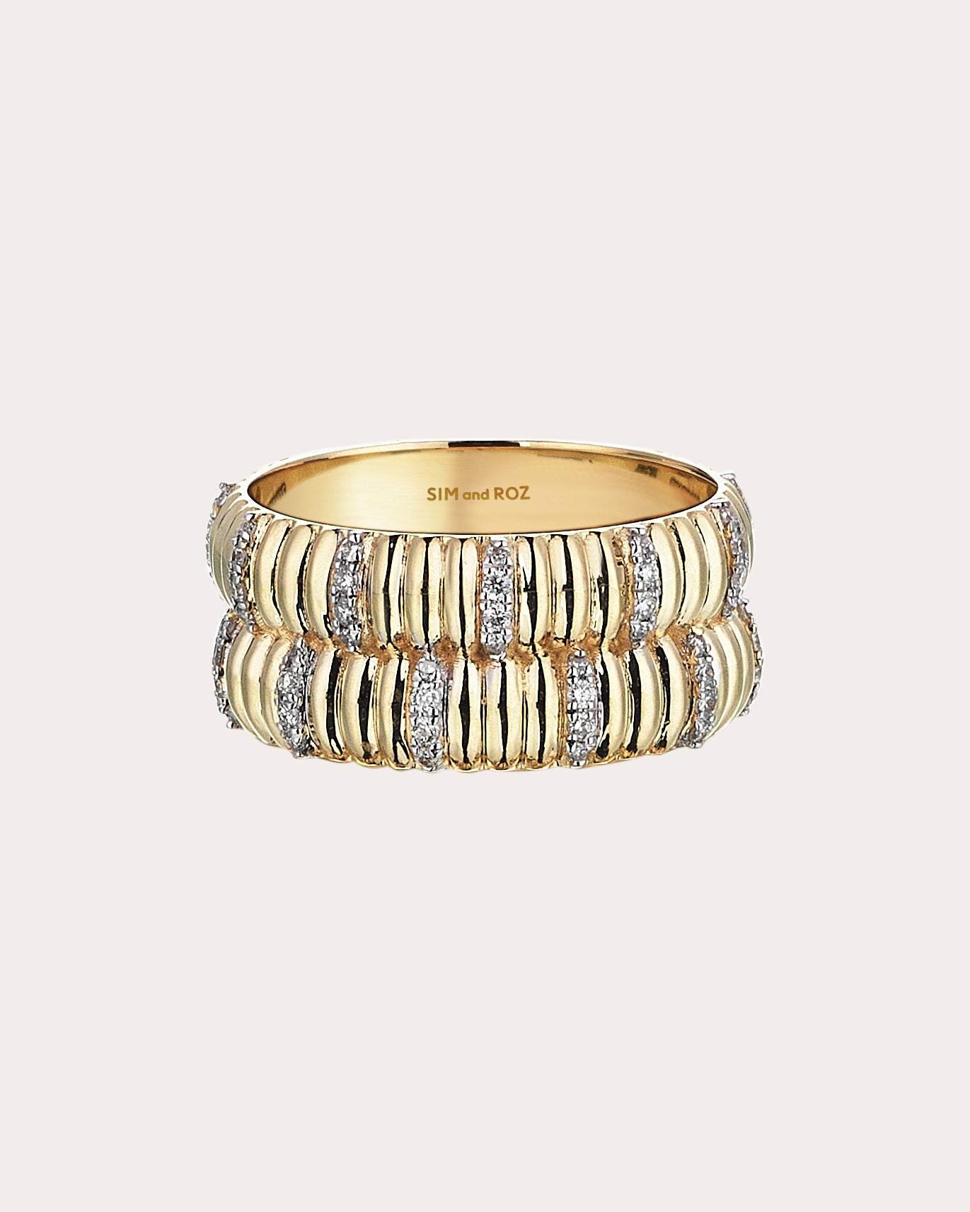 Shop Sim And Roz Women's Diamond Double Movement Ring In Gold