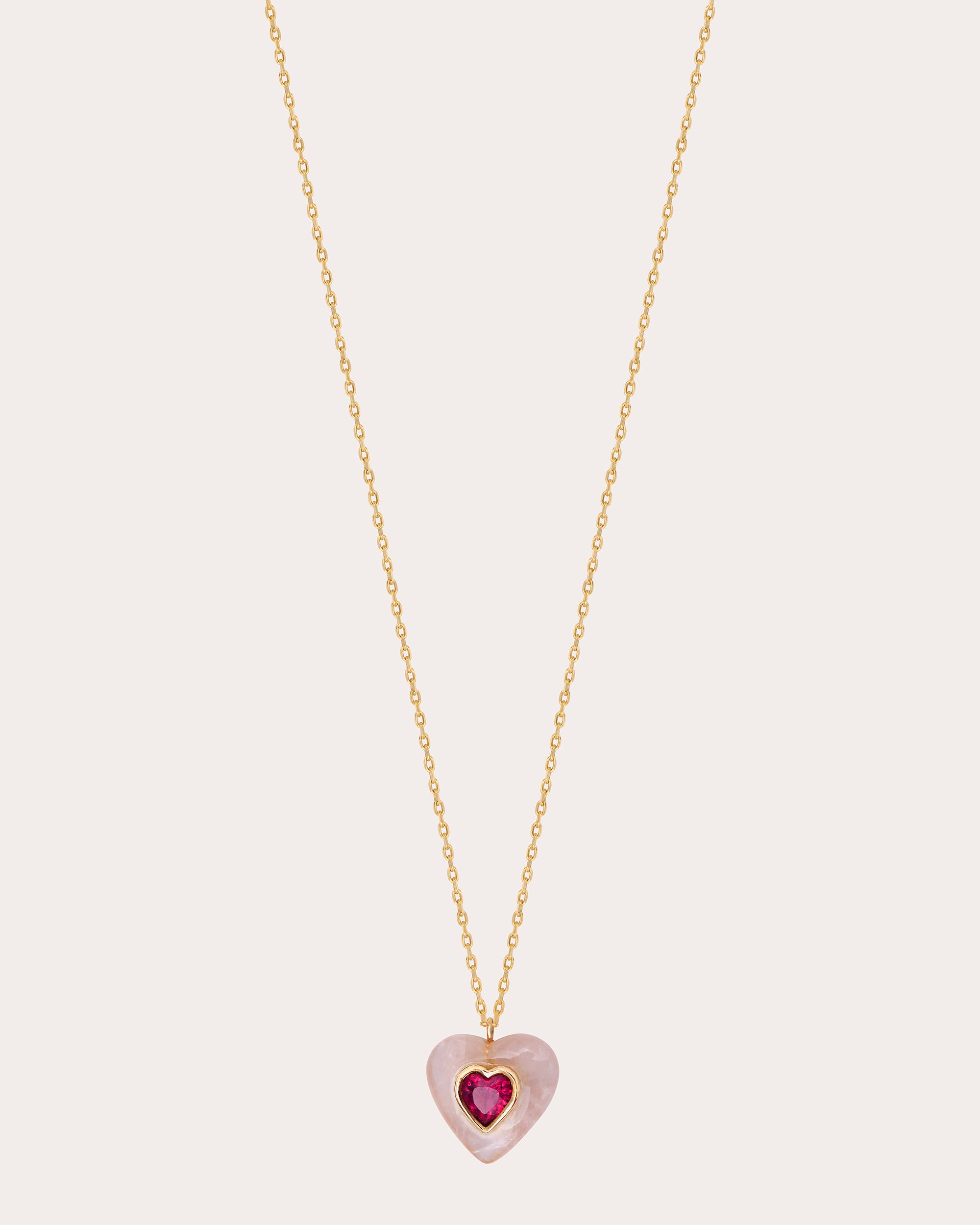 Shop Jolly Bijou Women's Rose Quartz & Pink Tourmaline Heart Pendant Necklace In Red