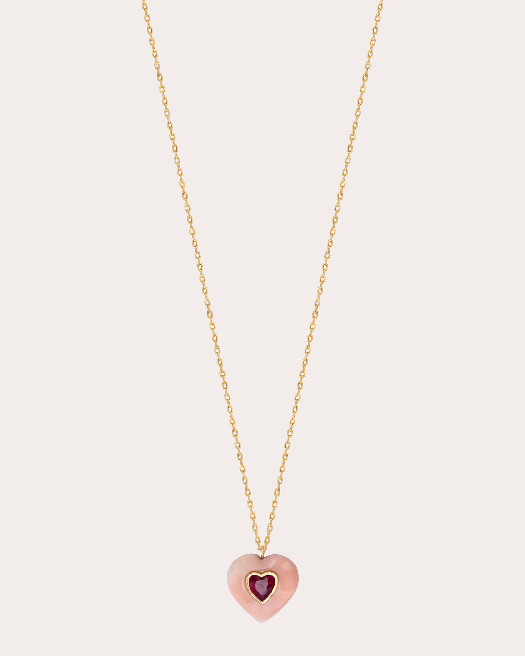 Shop Jolly Bijou Women's Coral & Ruby Heart Pendant Necklace In Pink