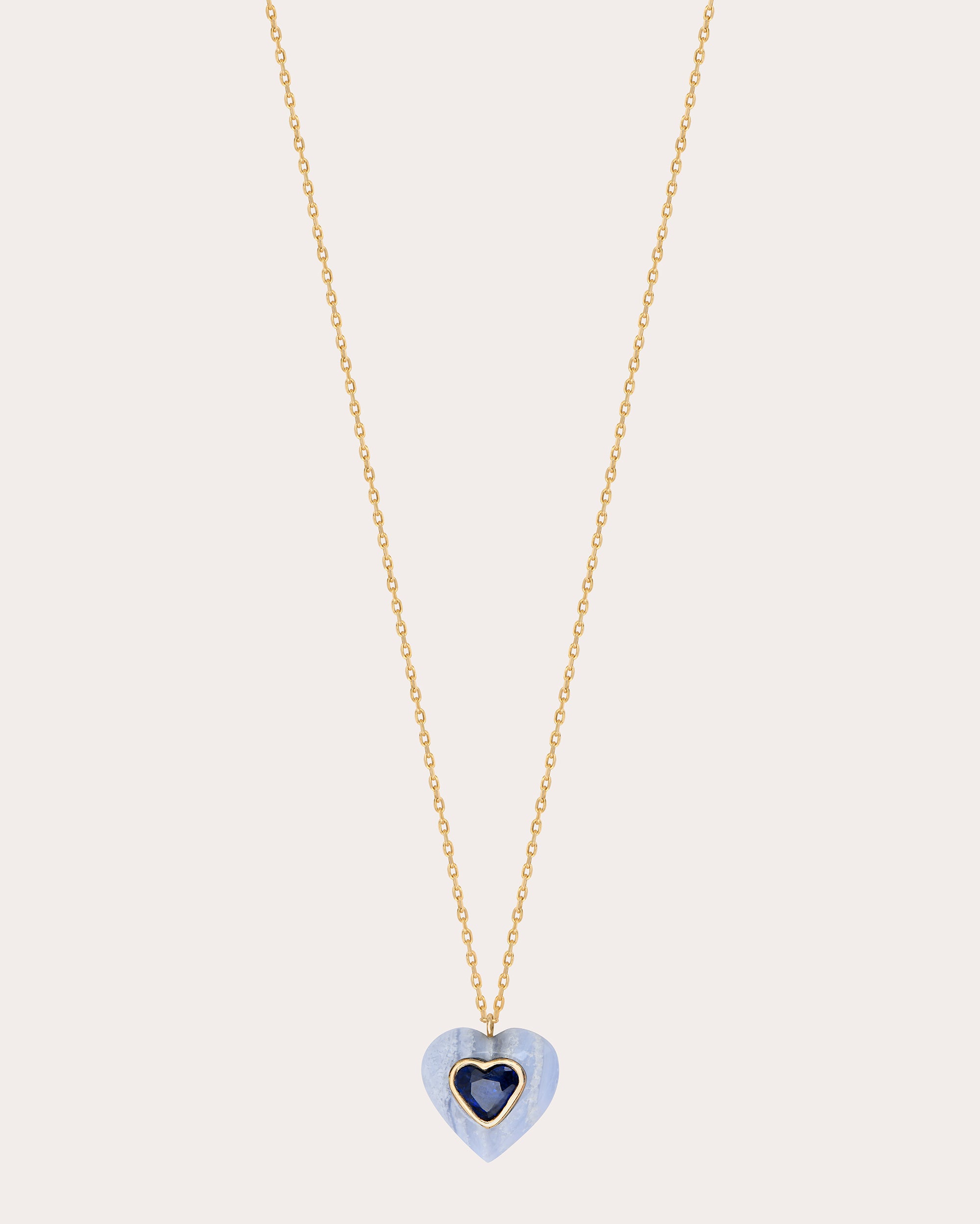 Shop Jolly Bijou Women's Sapphire & Lace Agate Heart Pendant Necklace In Blue