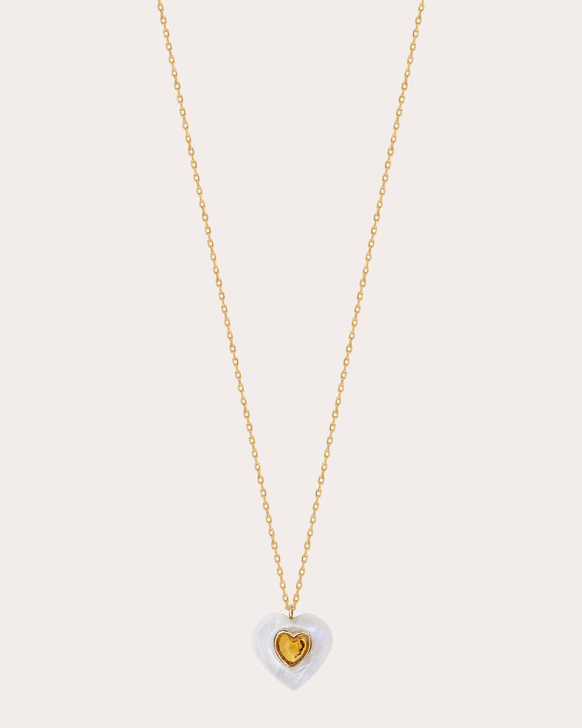 Shop Jolly Bijou Women's Moonstone & Citrine Heart Pendant Necklace In Yellow