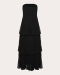 Tall Tall Strapless Pleated Fitted Tiered Fall Ankle Length Dress by Dalood