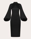 Tall Tall Collared Turtleneck Cutout Bishop Raglan Sleeves Viscose Dress by Dalood