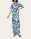 Tall Tall Smocked Fitted Draped Ruched Asymmetric Off the Shoulder Floral Print Dress by Diane Von Furstenberg