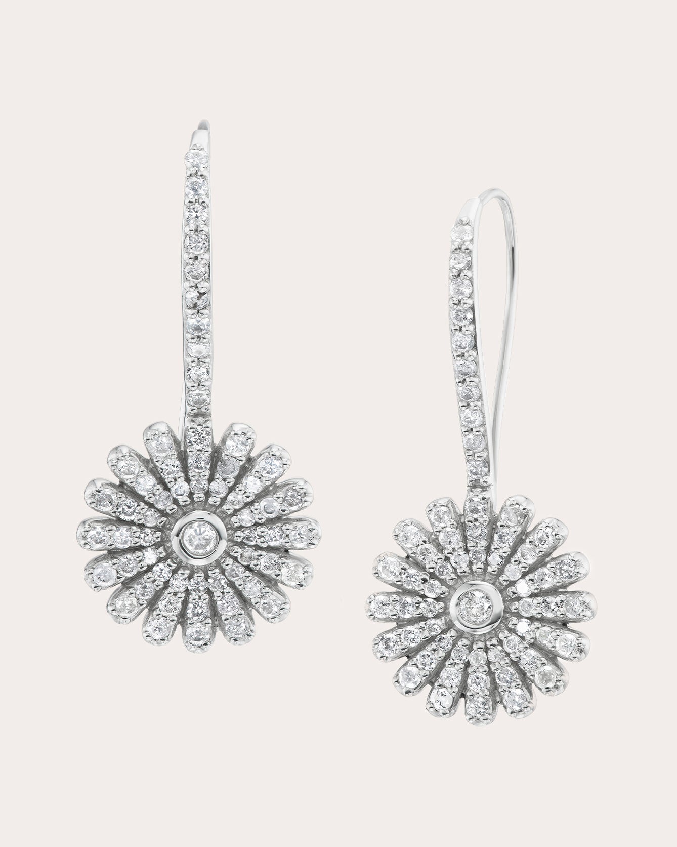 Shop Sheryl Lowe Women's Diamond Pavé Daisy Drop Earrings In Silver