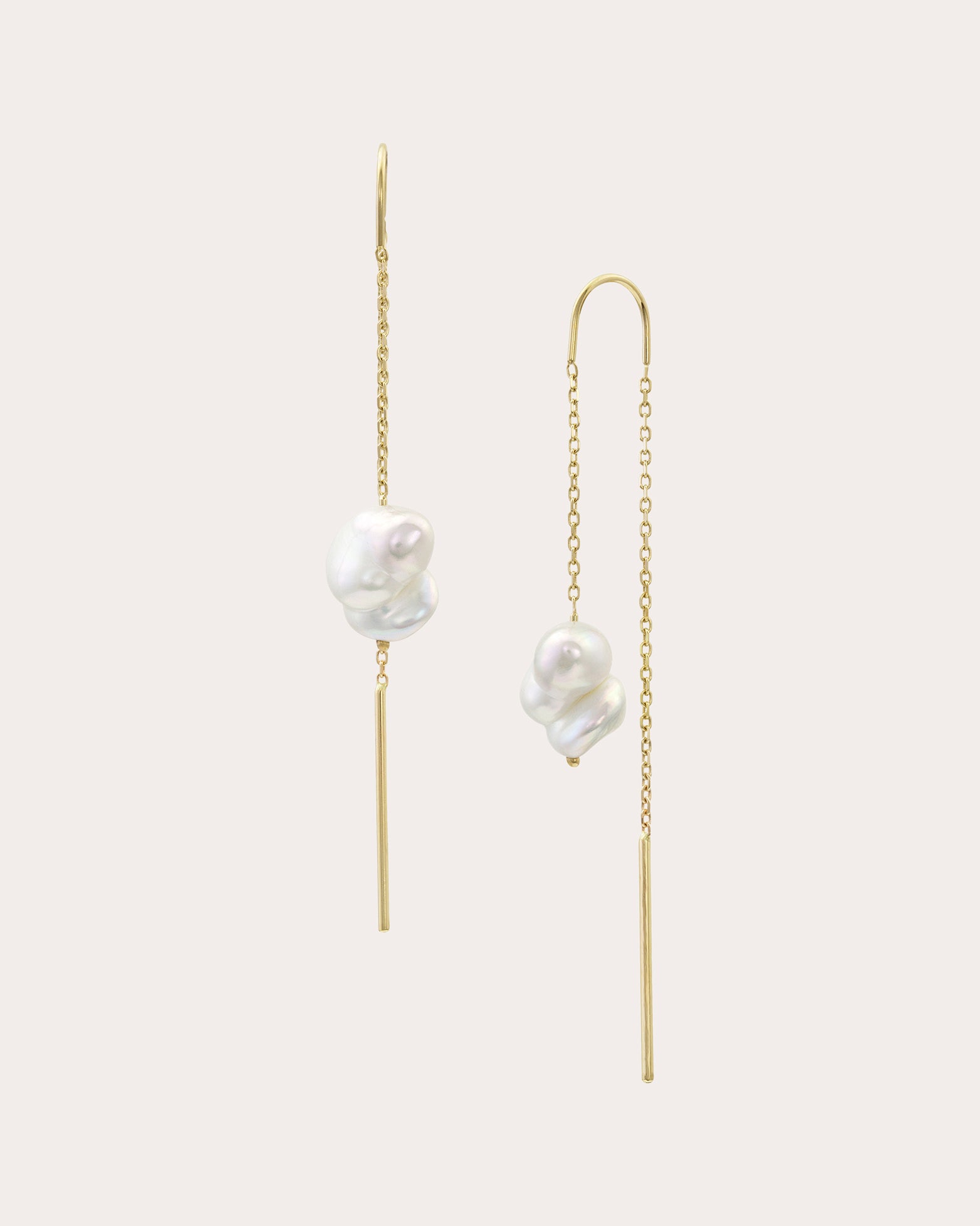 Shop White/space Women's Baby Baroque Pearl Threader Earrings In White