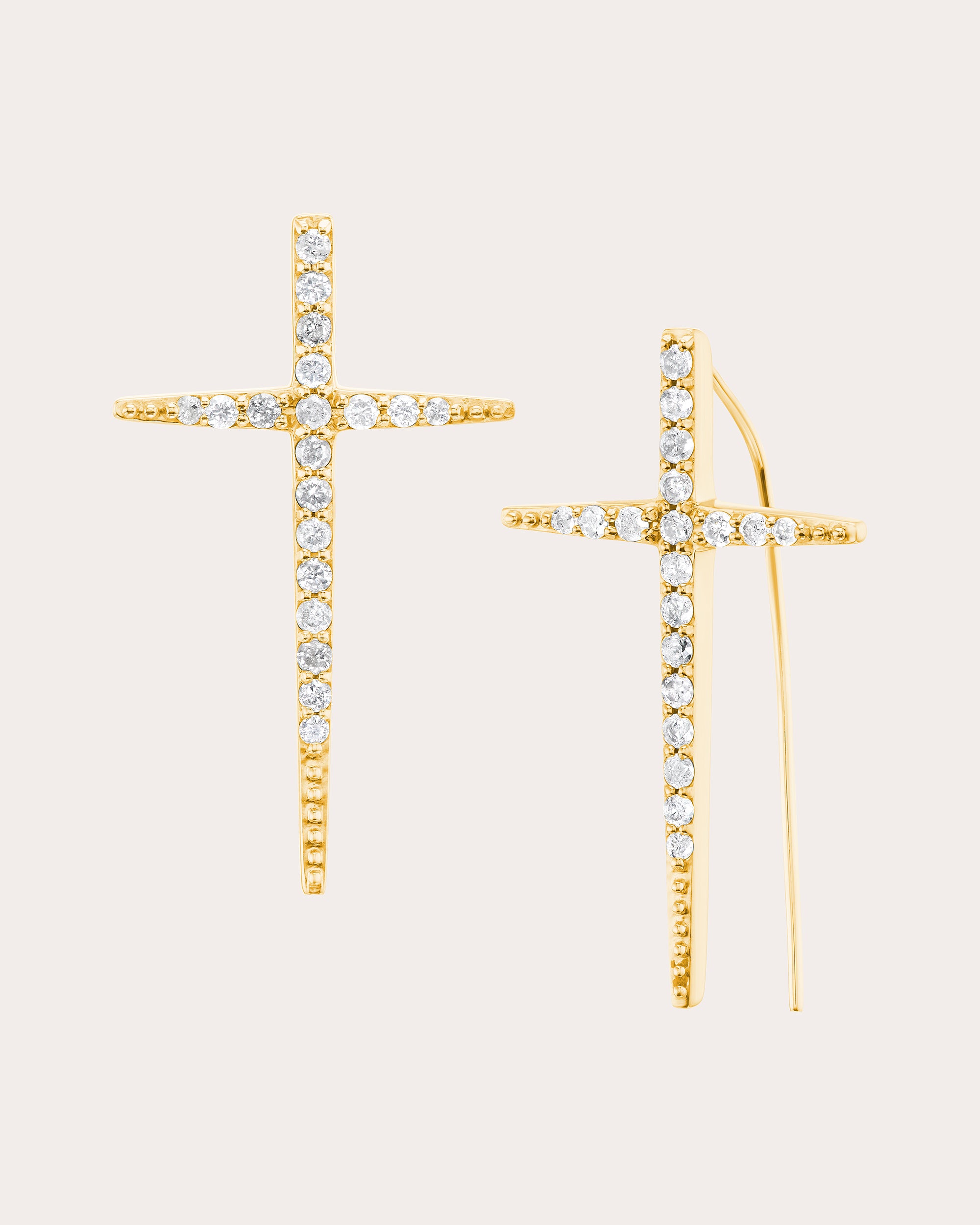 Shop Sheryl Lowe Women's Diamond Pavé Cross Hook Drop Earrings In Gold