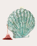 Women Le Sirenuse Shell Clutch In Seafoam Silk