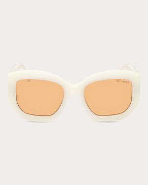 White & Amber Brown Geometric Sunglasses in 2023