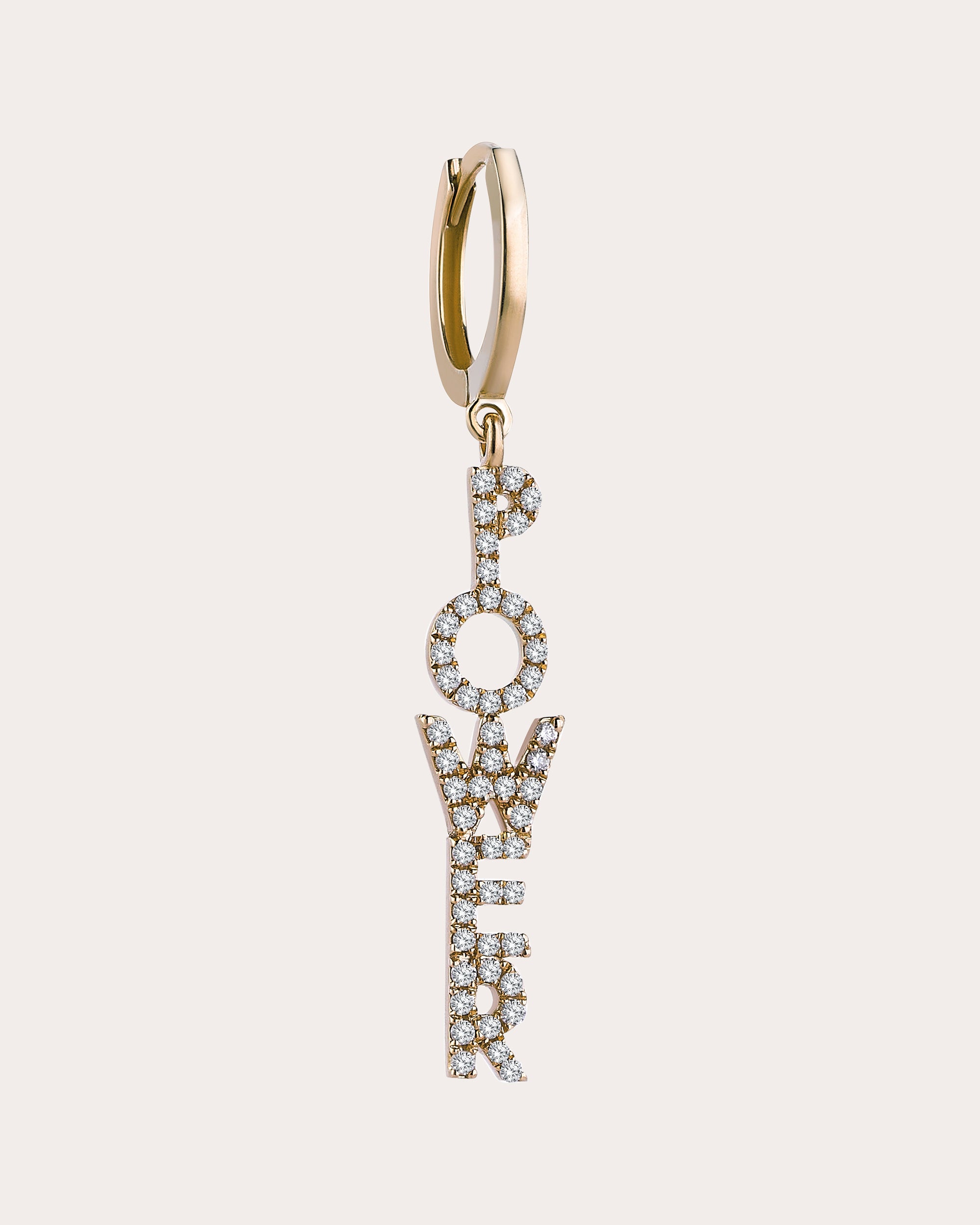 Shop Sim And Roz Women's Diamond 'power' Mantra Drop Earring In Gold
