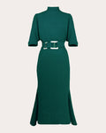 Tall Tall Bubble Dress Fitted Belted Jacquard Collared Dress by Edeline Lee