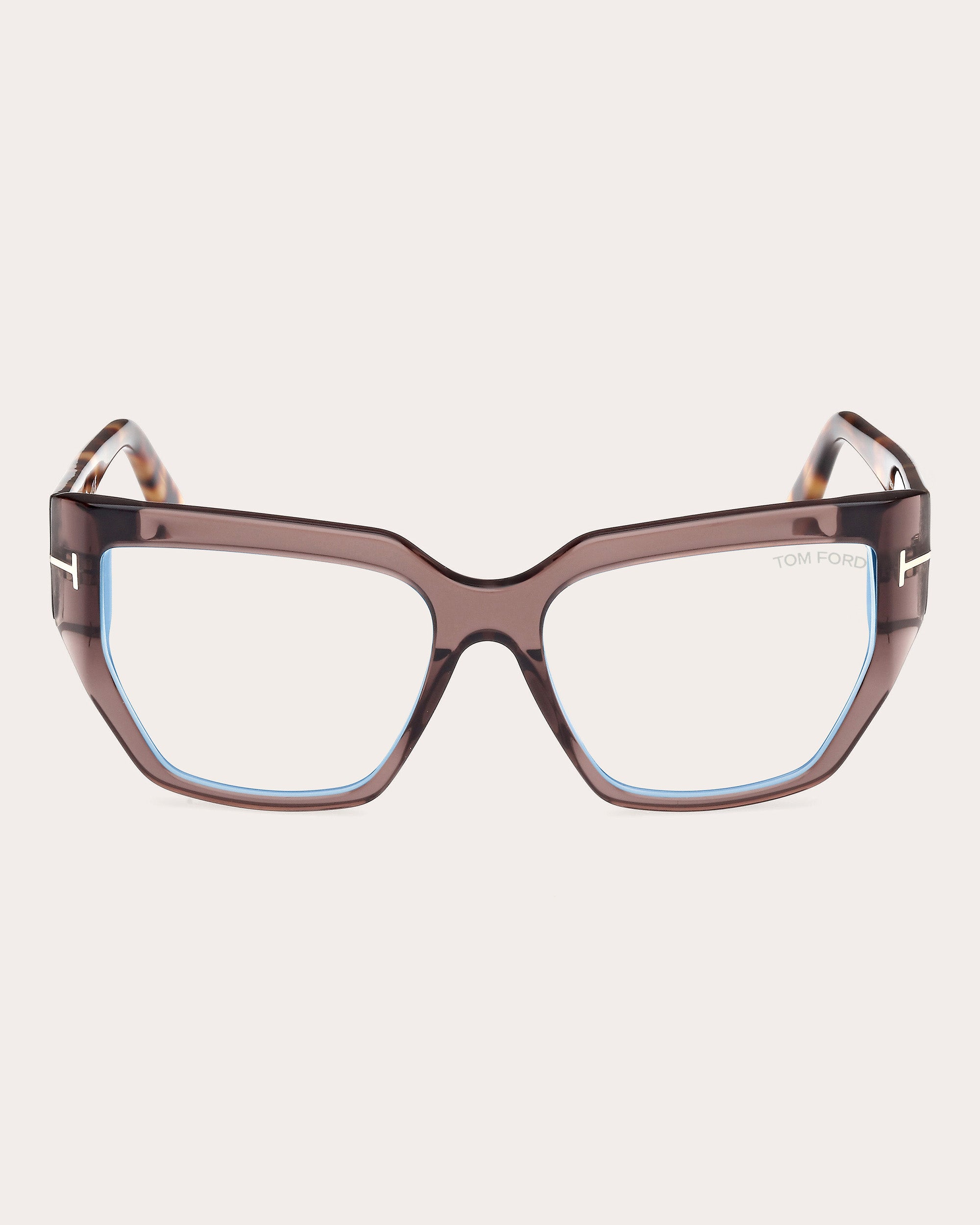 Shop Tom Ford Shiny Dark Brown Square Blue-light Glasses