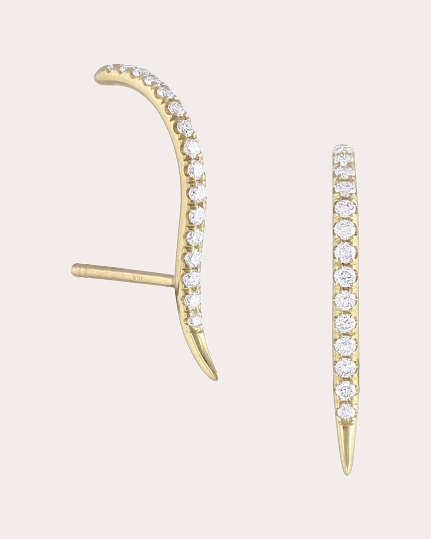 Shop White/space Women's Pavé Forme Suspender Earrings In Gold