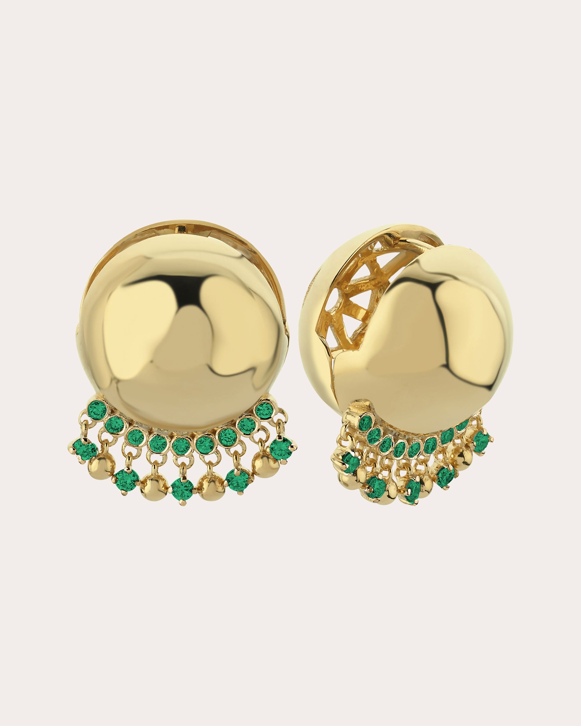 Shop Charms Company Women's Tsavorite Gypsy Ball Stud Earrings In Gold