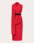 Collared Asymmetric Belted Draped Pleated Wrap Dress With a Bow(s) and a Sash by Roksanda