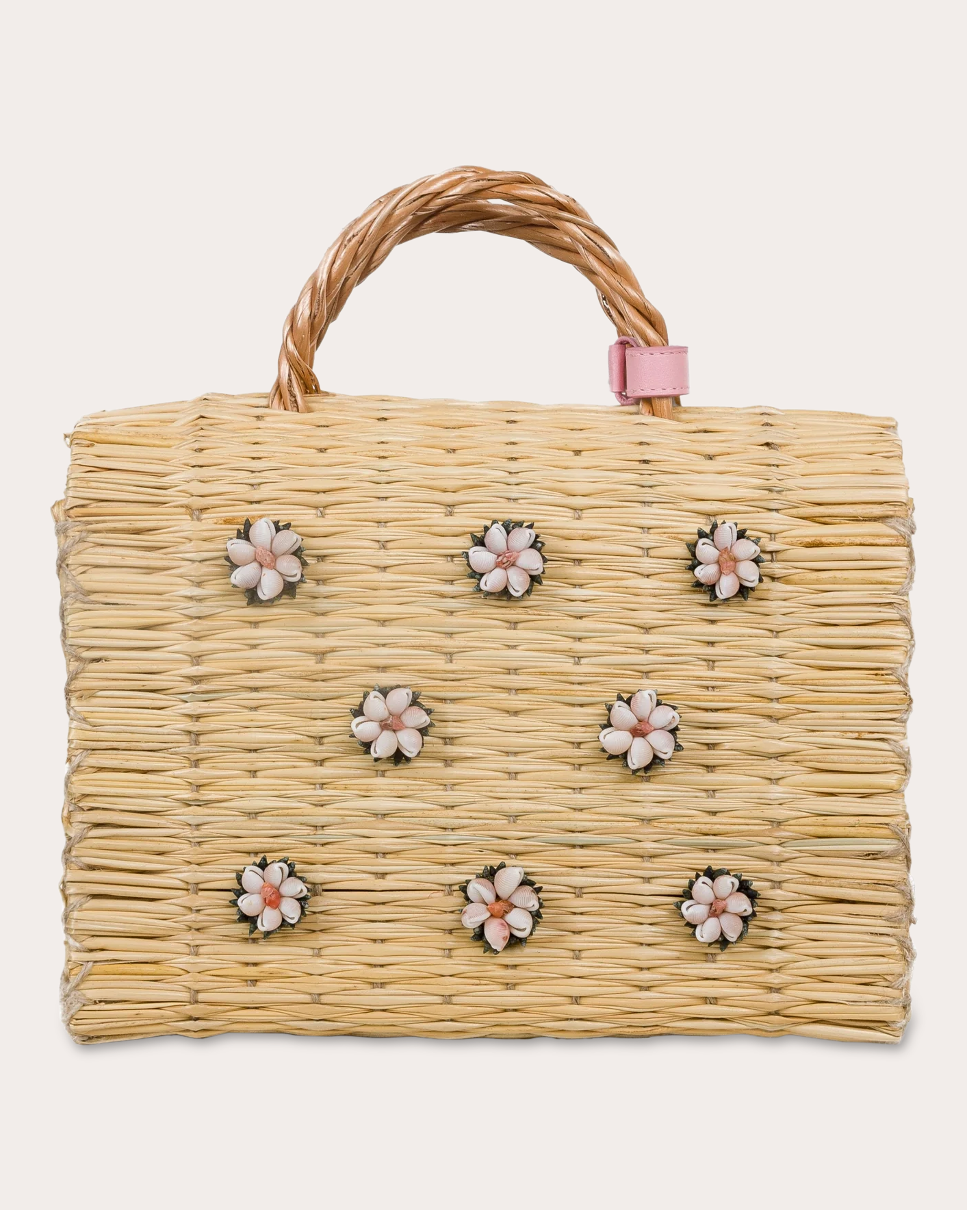 Women Shella Medium Handbag In Natural Reed/pink Leather