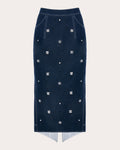 Women Sonia Embellished Denim Skirt In Indigo Cotton/denim