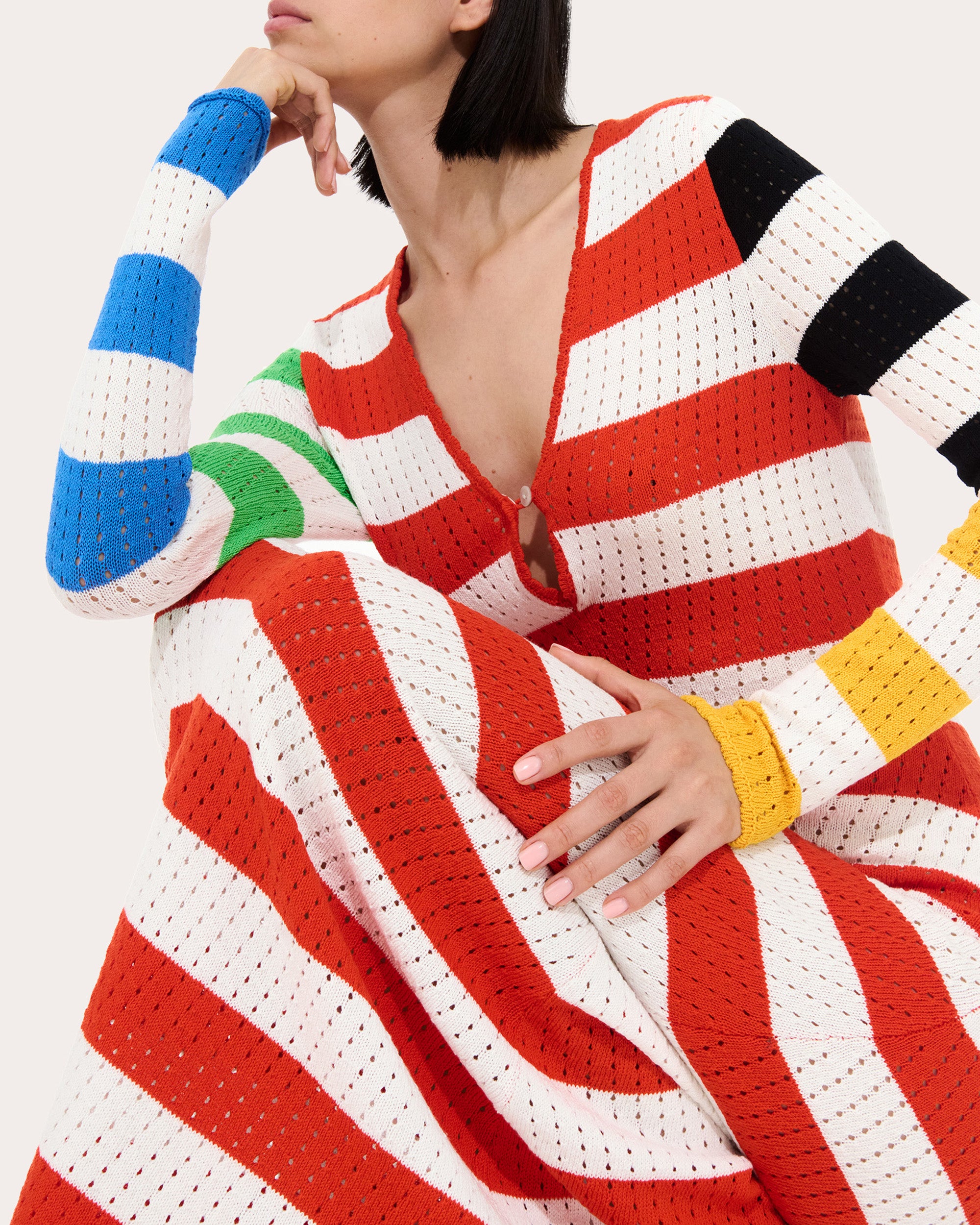 Shop De Loreta Women's Rocoto Knit Dress In Multicolor Bold Stripe