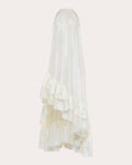 Tall Tall Silk Draped Gathered Self Tie Tiered Asymmetric High-Neck Dress With Ruffles by Azeeza