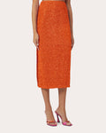 Women Luciernaga Sequin Skirt In Hot Orange Viscose/polyester