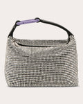 Women Crystal Mesh Moon Bag Suede/leather