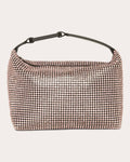 Women Crystal Mesh Moon Bag Suede/leather