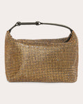 Women Crystal Mesh Moon Bag Suede/leather