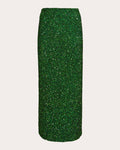 Women Mi Luz Sequin Maxi Skirt In Emerald Viscose/polyester