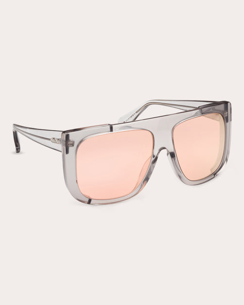 Max Mara Transparent Gray & Roviex Mirror Eileen Shield Sunglasses ...