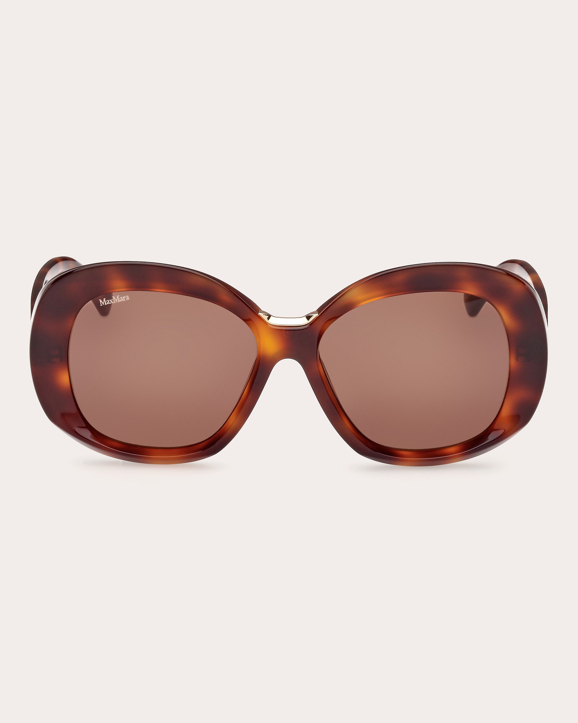 Shop Max Mara Women's Dark Havana Edna Oversized Round Sunglasses In Brown