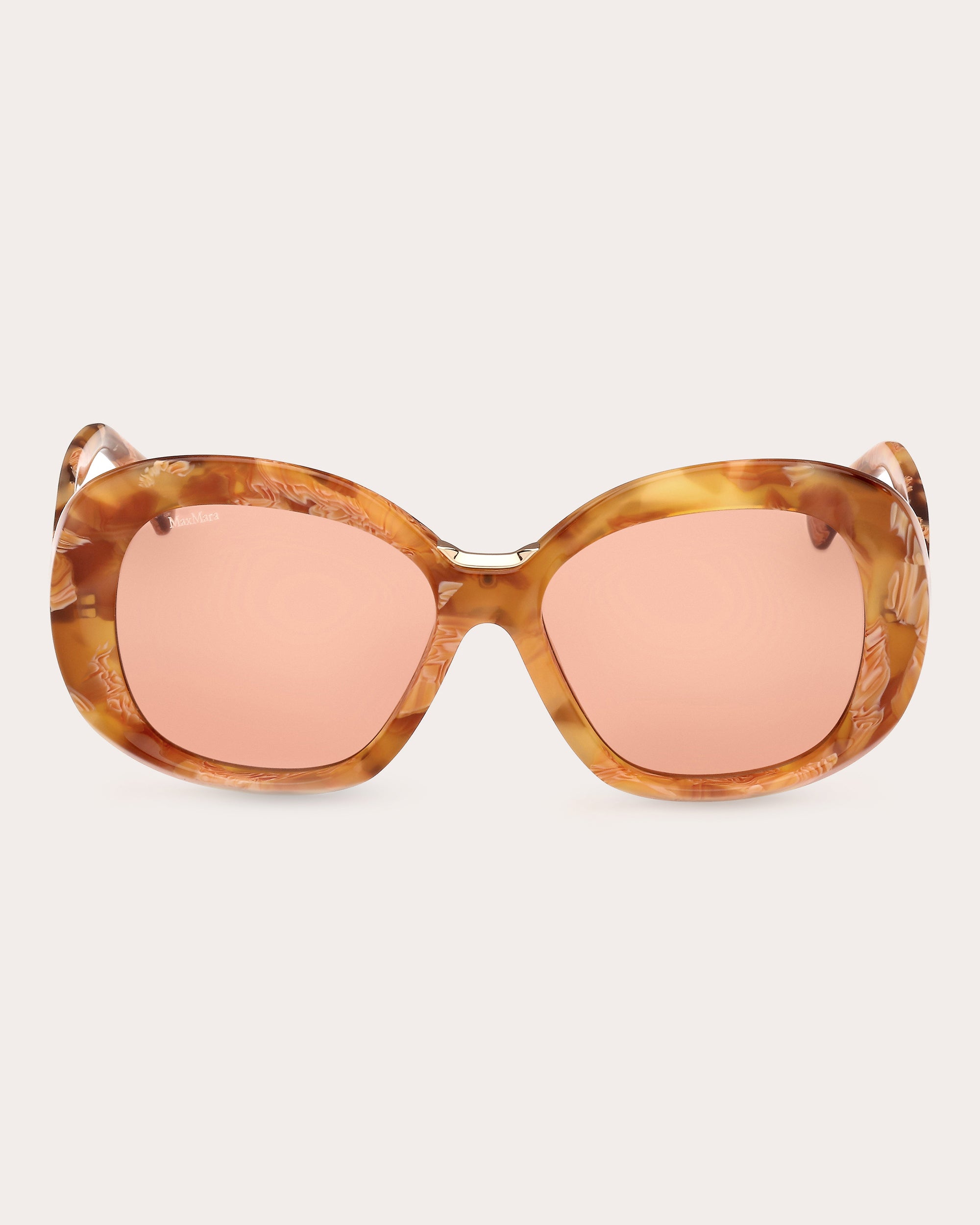 Shop Max Mara Women's Havana Edna Oversized Round Sunglasses In Orange