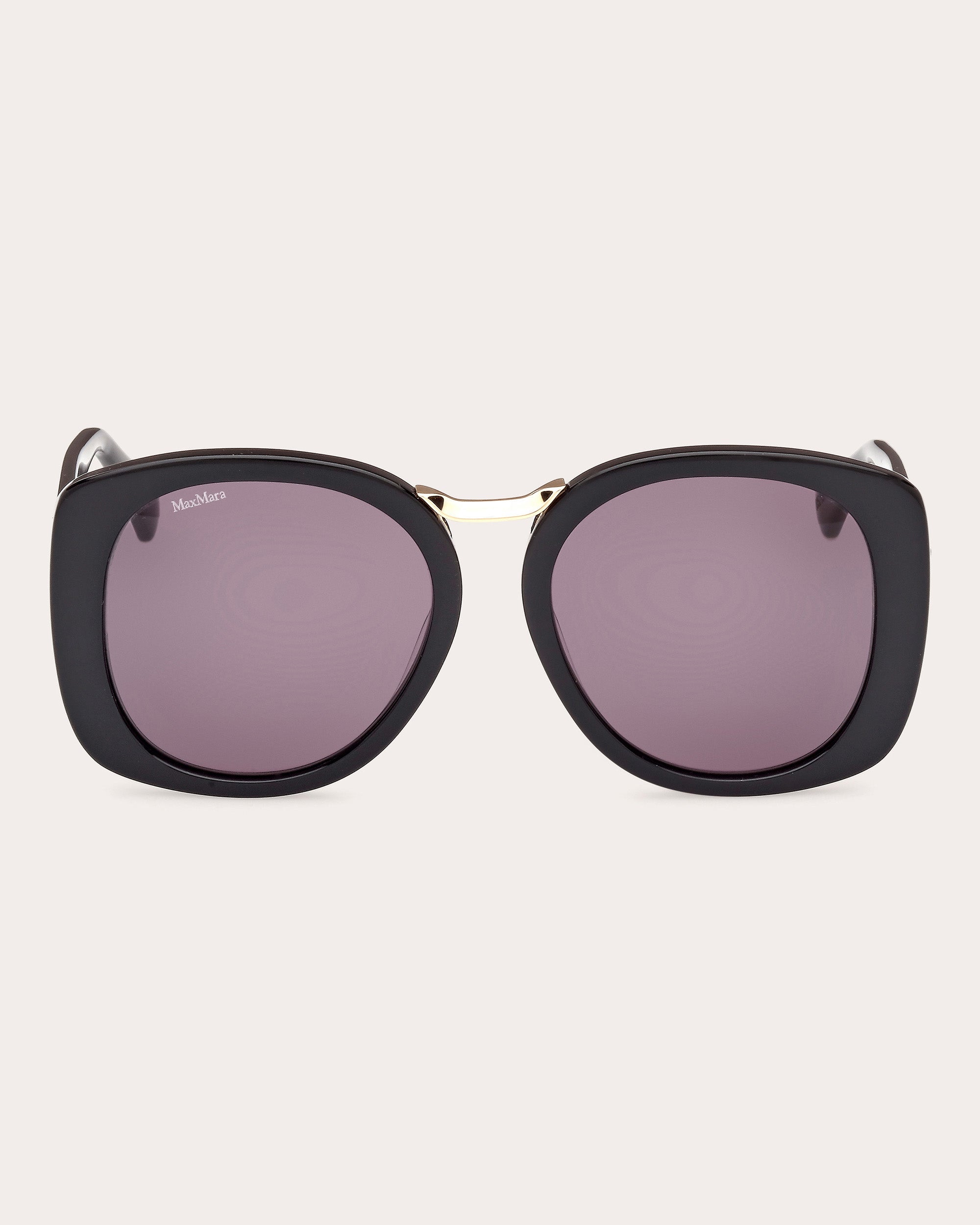 Shop Max Mara Women's Shiny Black Bridge Oversized Round Sunglasses