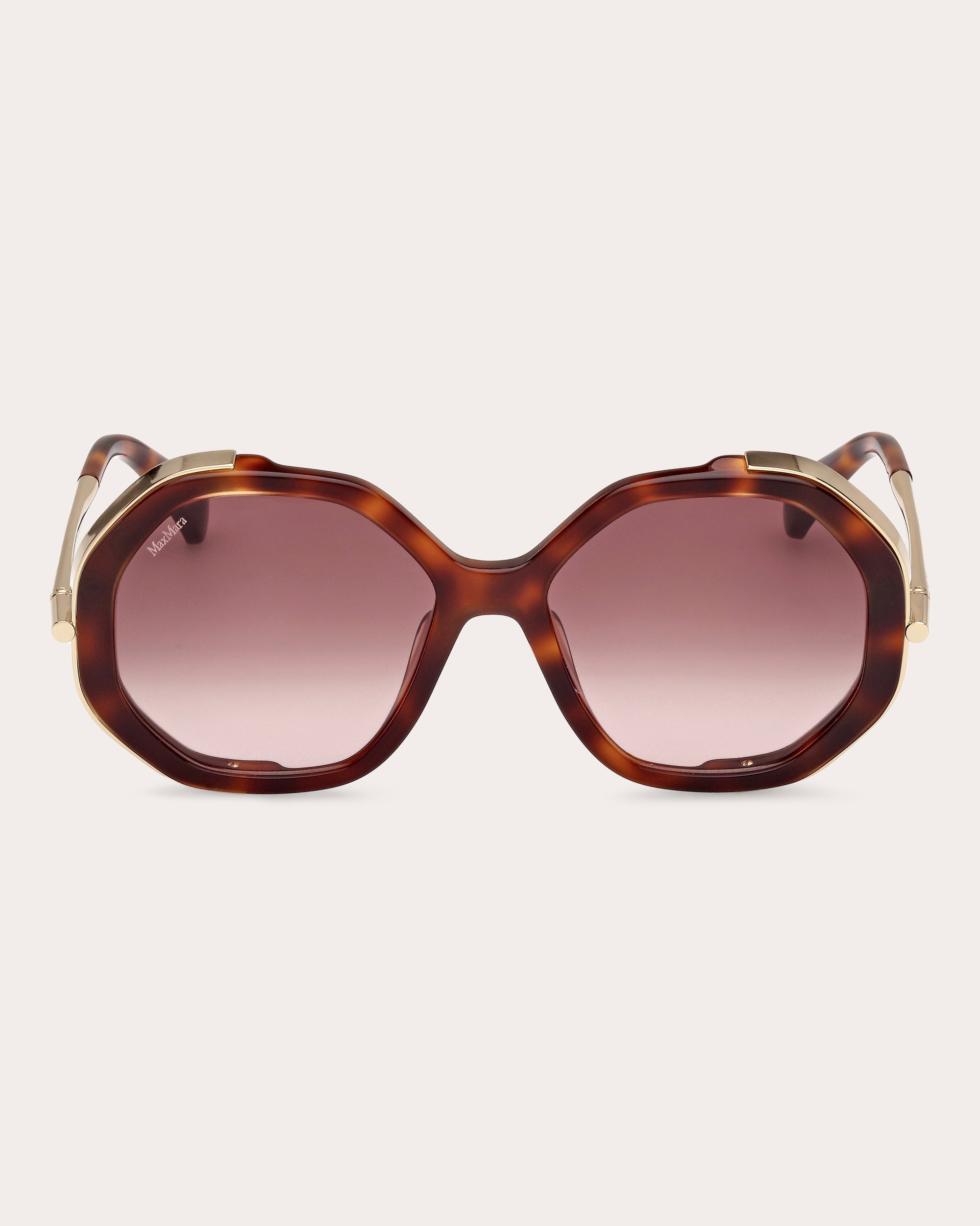 Shop Max Mara Women's Dark Havana Liz Geometric Sunglasses In Brown