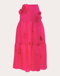 Women Marigold Tiered Silk Maxi Skirt In Hibiscus