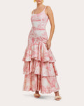 Fitted Tiered General Print Dress With Ruffles by Mestiza