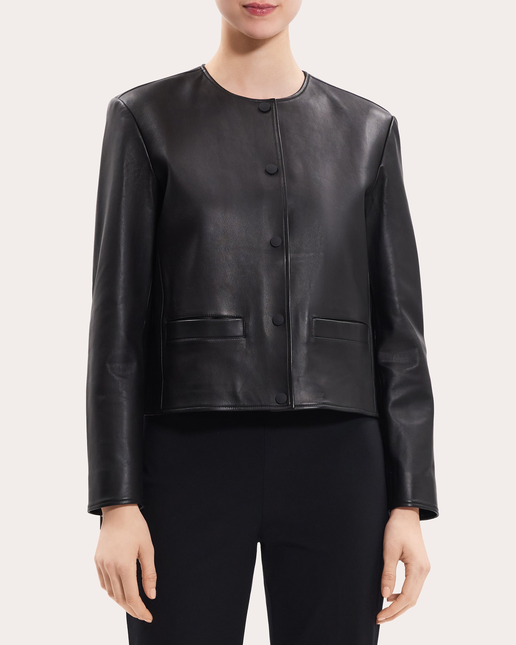 THEORY WOMEN'S CROPPED LEATHER JACKET