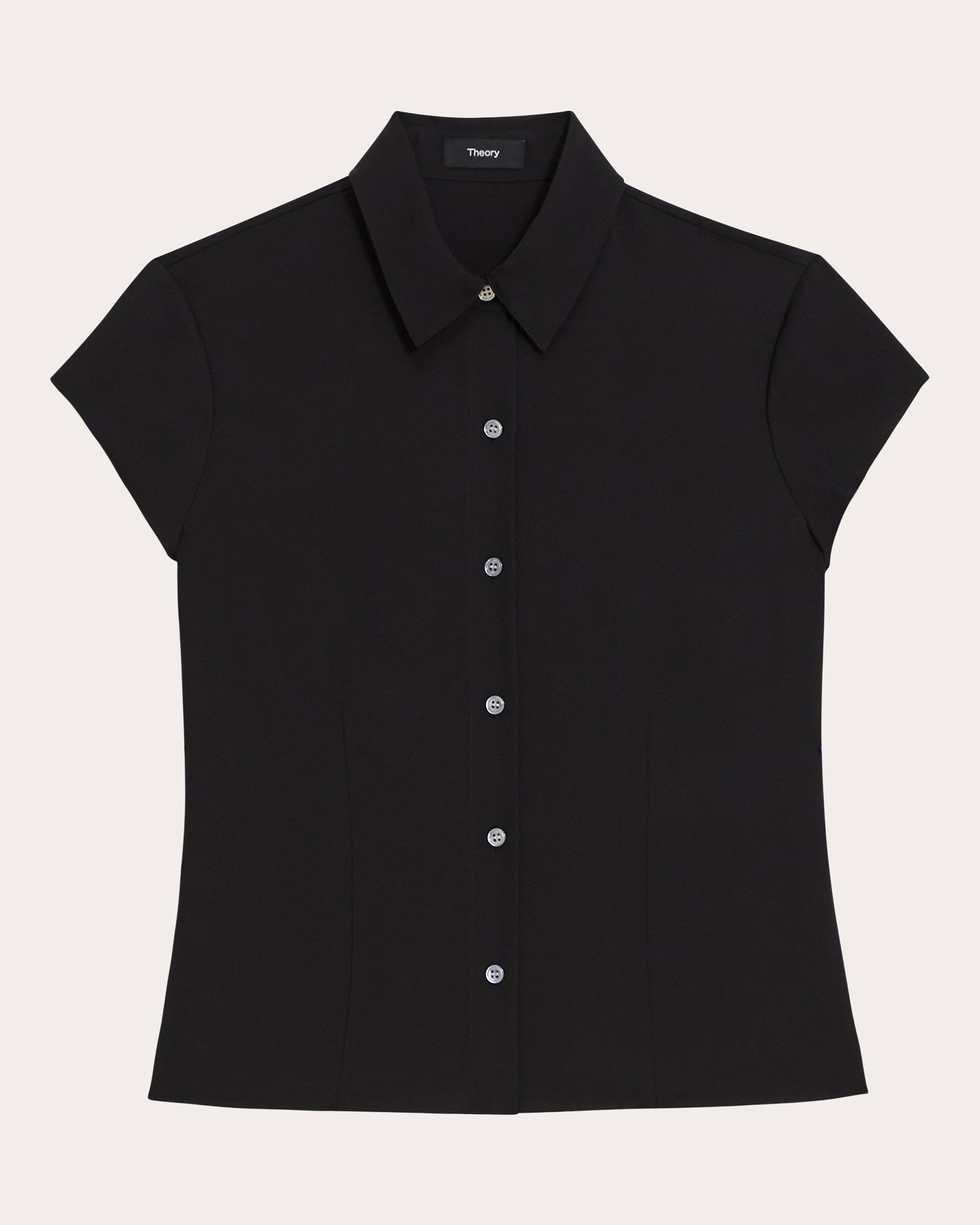 Shop Theory Women's Silk Cap-sleeve Shirt In Black
