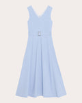 V-neck Fit-and-Flare Sleeveless Belted Dress by Theory