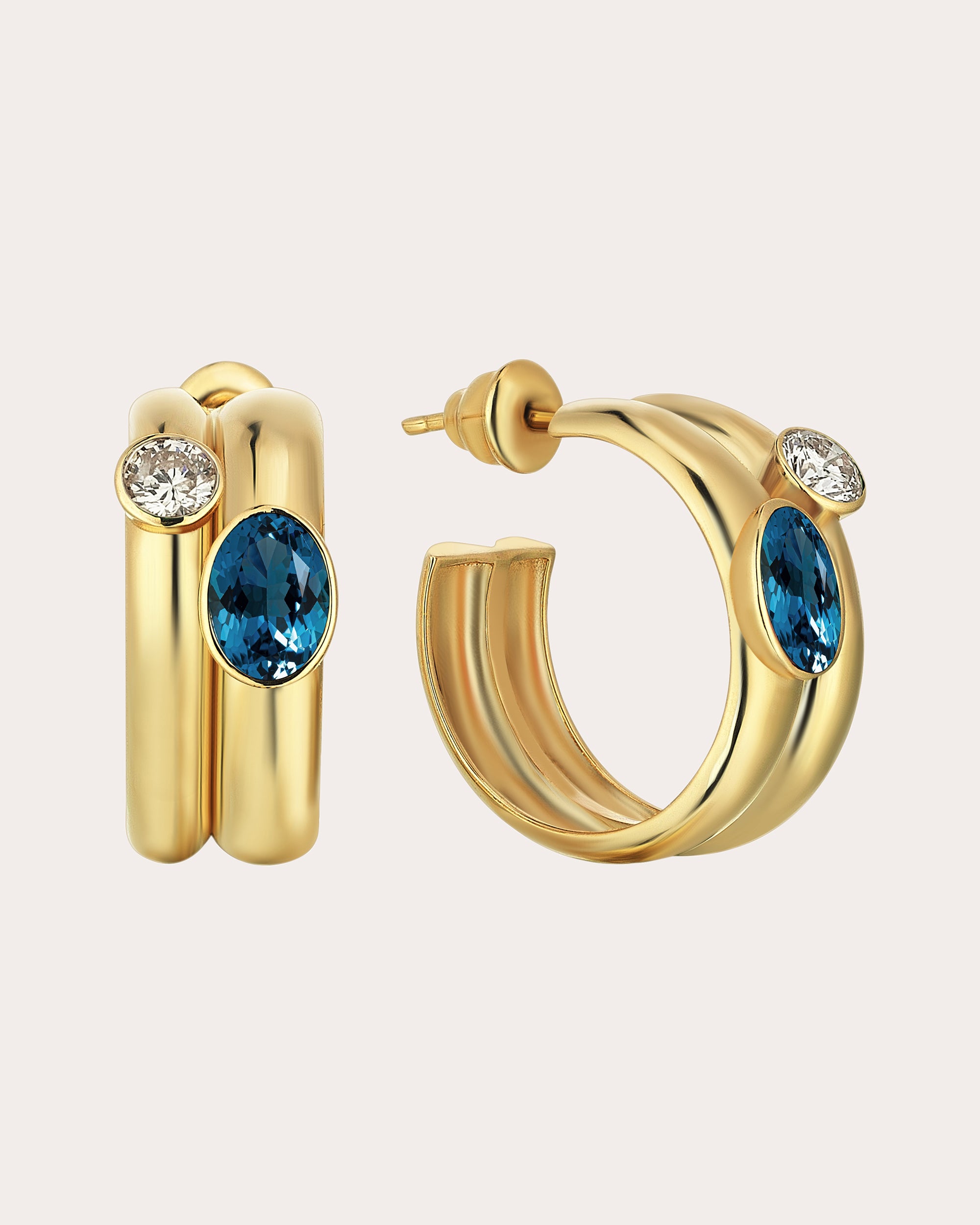 Shop Sim And Roz Women's Diamond & Topaz Treasured Hoop Earrings In Gold
