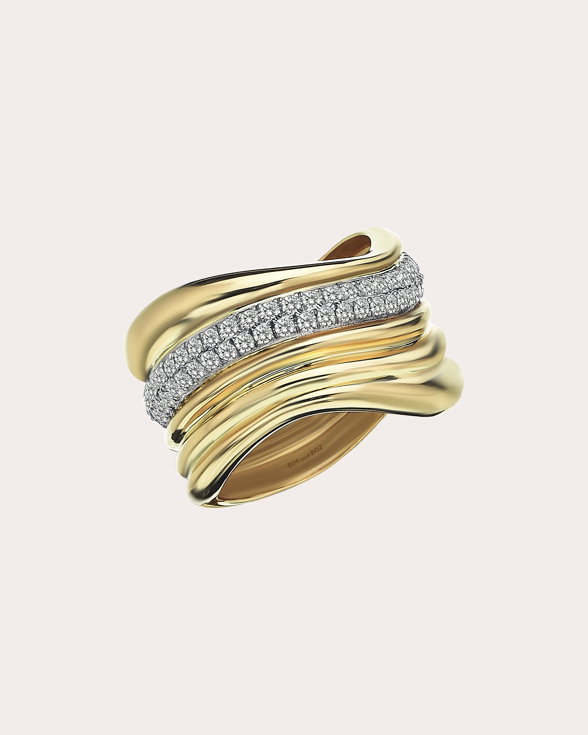 Shop Sim And Roz Women's Diamond Stream Band Ring In Gold